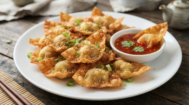 House Special Wontons in Homemade House Chili Sauce.