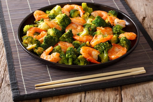 Jumbo Shrimp with Broccoli.
