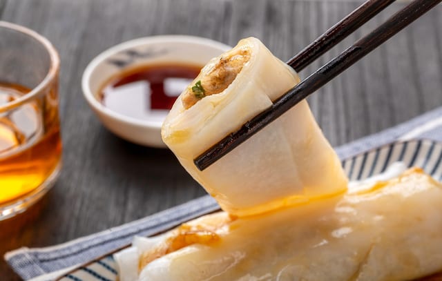 Roast Pork Cheung Fun Rice Roll.