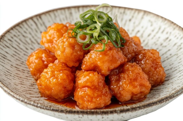 Crispy Beef with Peking Sauce.